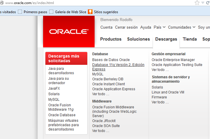 Link para descargar Oracle