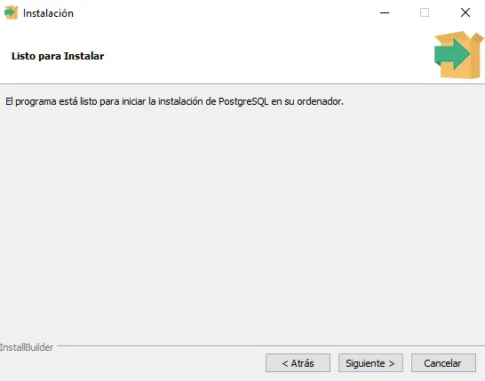 Archivo listo para instalar postgresql en Windows 11